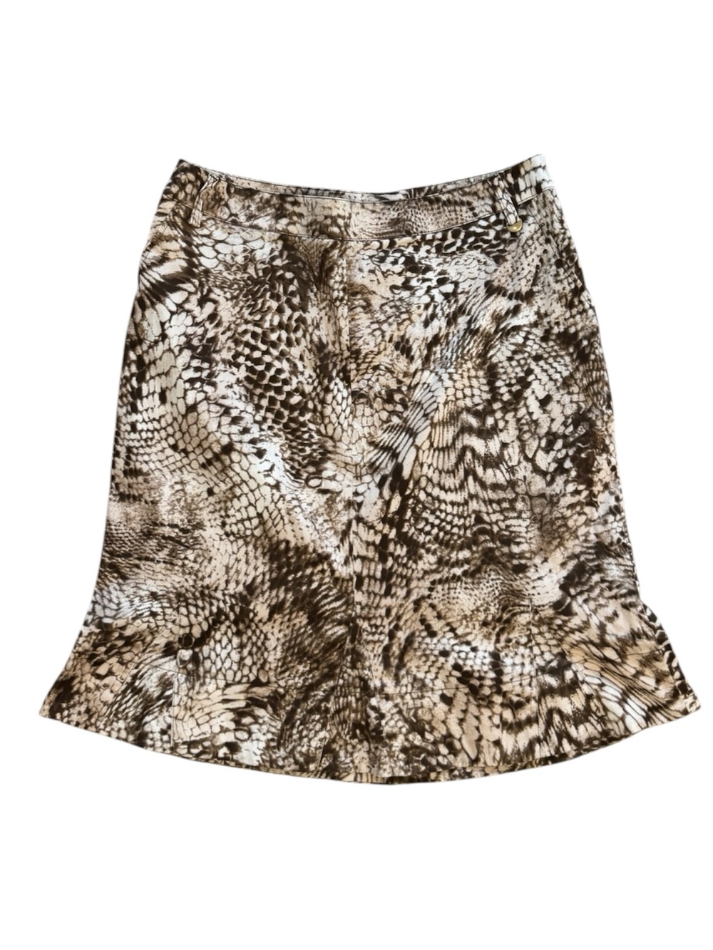Vintage Y2k Guess by Marciano Tan White Snake Print Flared Pencil Skirt Italy 10